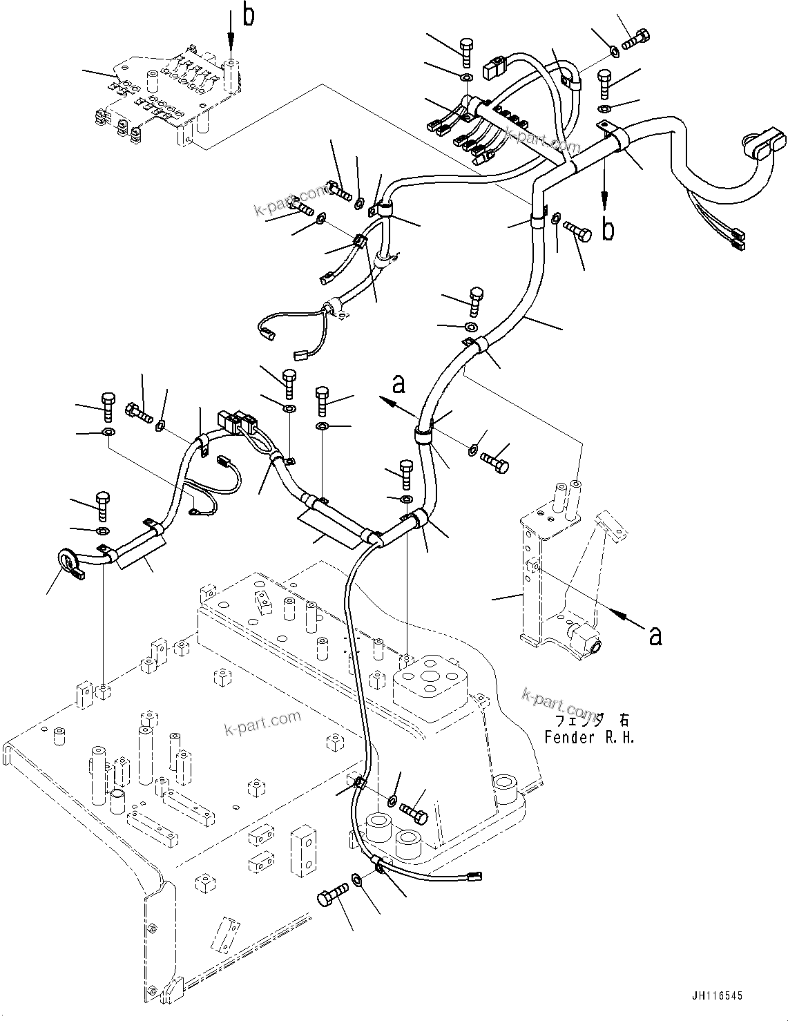 Komatsu parts book diagram for D475A-8E0 S/N 51001-UP: FENDER, WIRING HARNESS, R.H.(#51001-)