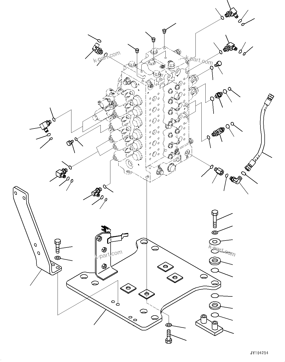 Komatsu parts book diagram for D475A-8E0 S/N 51001-UP: FENDER, CONTROL VALVE RELATED PARTS (1/2)(#51001-)