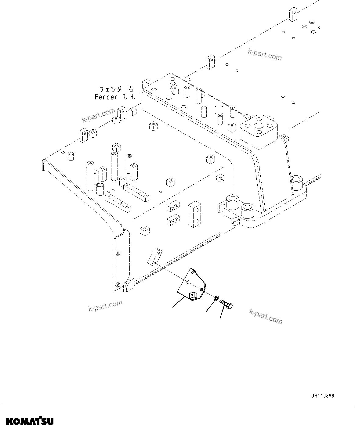 Komatsu parts book diagram for D475A-8E0 S/N 51001-UP: FENDER, BRACKET (2/3)(#51001-)