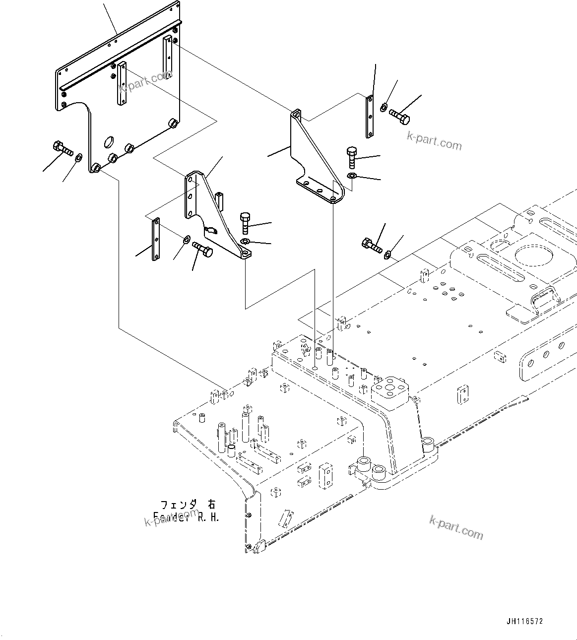 Komatsu parts book diagram for D475A-8E0 S/N 51001-UP: PROVISION FOR LADDER, POWER LADDER MOUNTING(#51001-)
