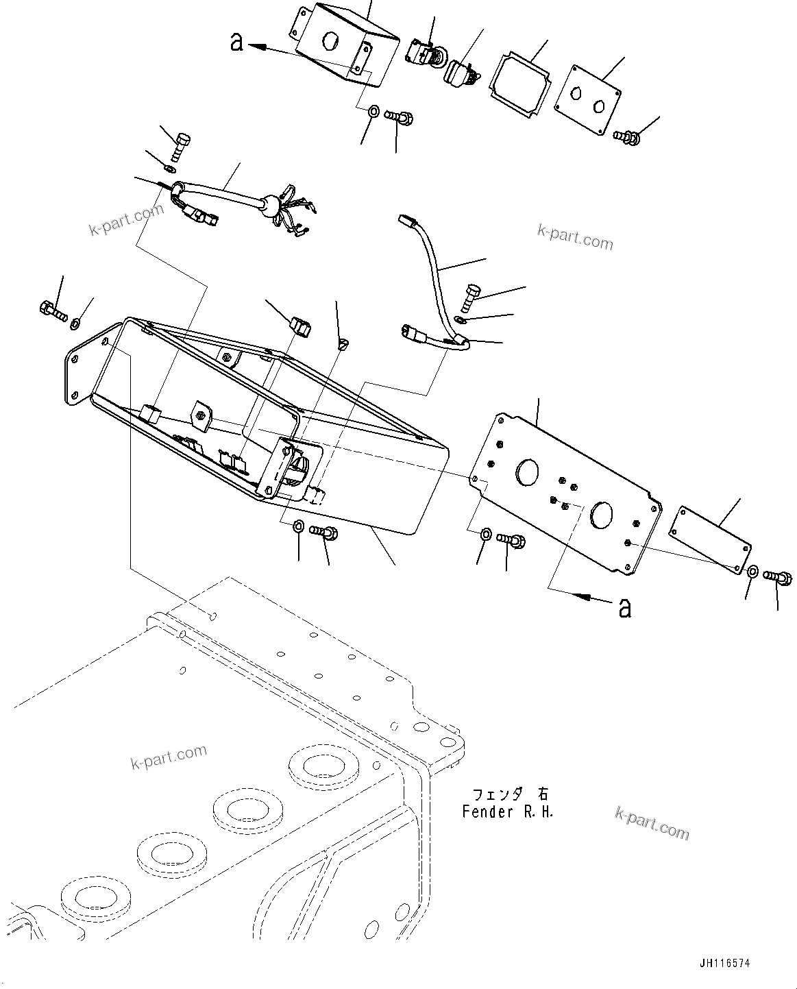 Komatsu parts book diagram for D475A-8E0 S/N 51001-UP: PROVISION FOR LADDER, SERVICE CENTER, R.H. (1/2)(#51001-)
