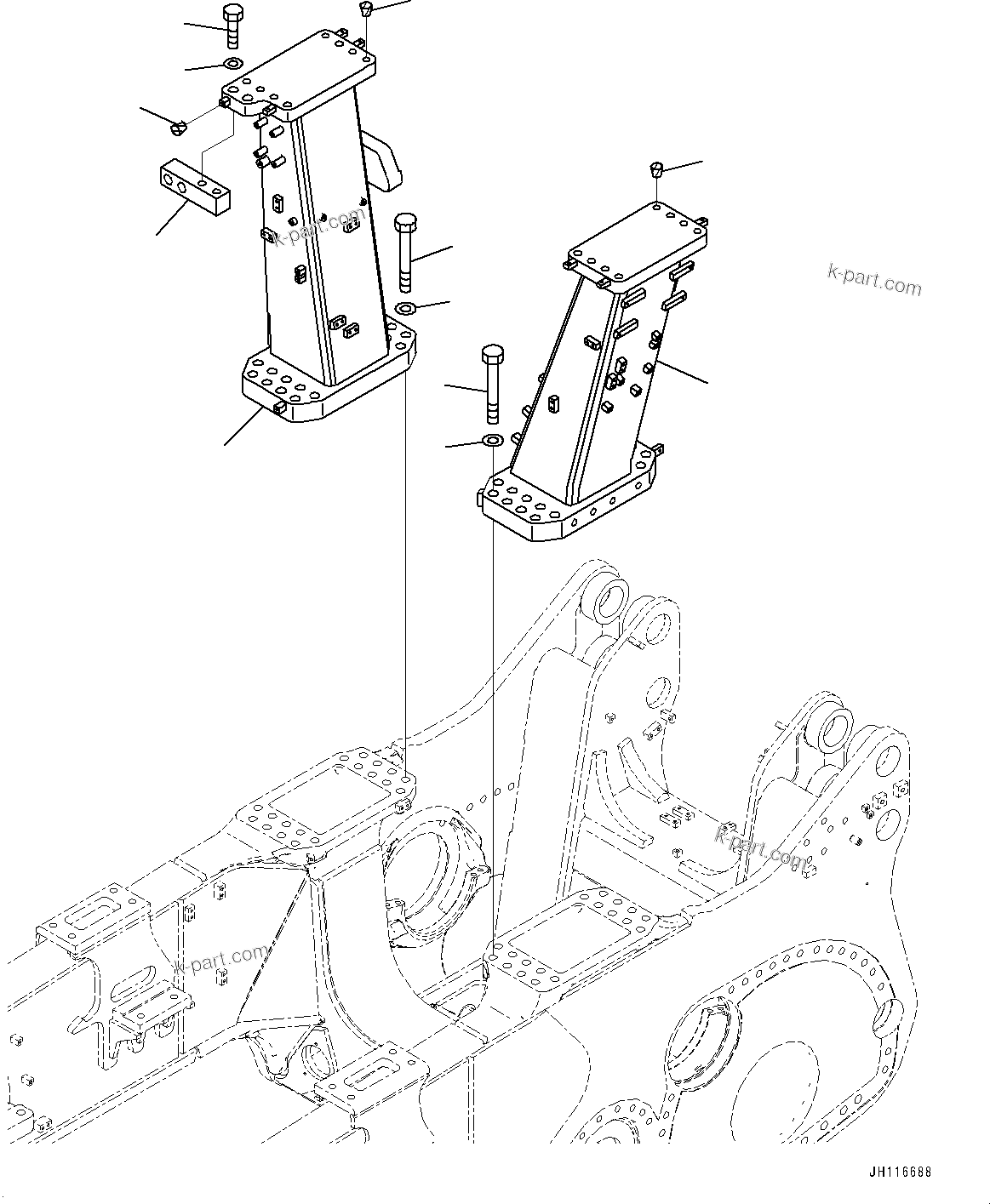 Komatsu parts book diagram for D475A-8E0 S/N 51001-UP: ROPS MOUNTING BRACKET, (#50001-)