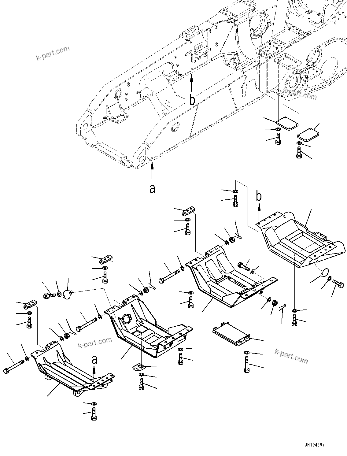Komatsu parts book diagram for D475A-8E0 S/N 51001-UP: UNDER GUARD, (#50001-)