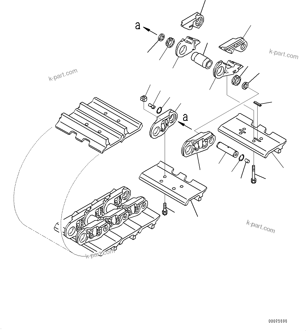 Komatsu parts book diagram for D475A-8E0 S/N 51001-UP: TRACK SHOE ASSEMBLY, (HEAVY SINGLE GROUSER SHOE, 710MM WIDTH, SEALED AND LUBRICATED TYPE, EXTREMELY COLD AREA SPECIFICATION, 8 T