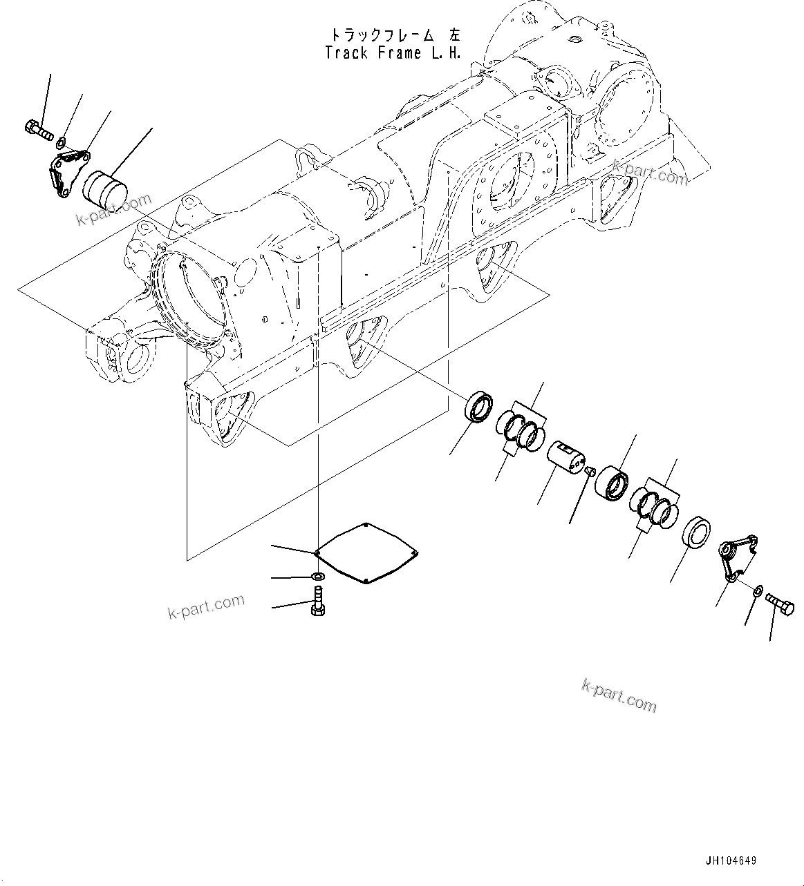 Komatsu parts book diagram for D475A-8E0 S/N 51001-UP: TRACK FRAME, 2ND, 3RD AND 4TH BOGIE MOUNTING, L.H.(#50029-)