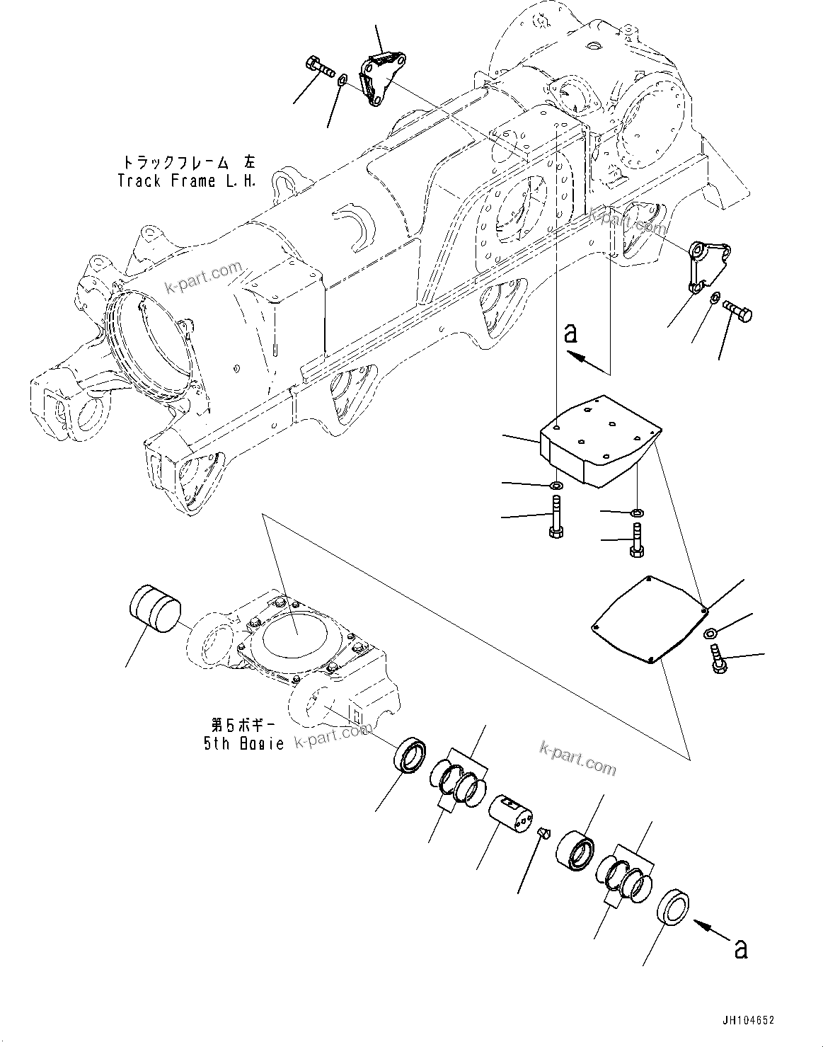 Komatsu parts book diagram for D475A-8E0 S/N 51001-UP: TRACK FRAME, 5TH BOGIE MOUNTING, L.H.(#50029-)