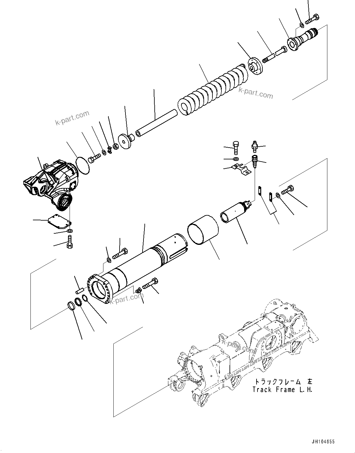 Komatsu parts book diagram for D475A-8E0 S/N 51001-UP: TRACK FRAME, RECOIL SPRING, L.H.(#50029-)