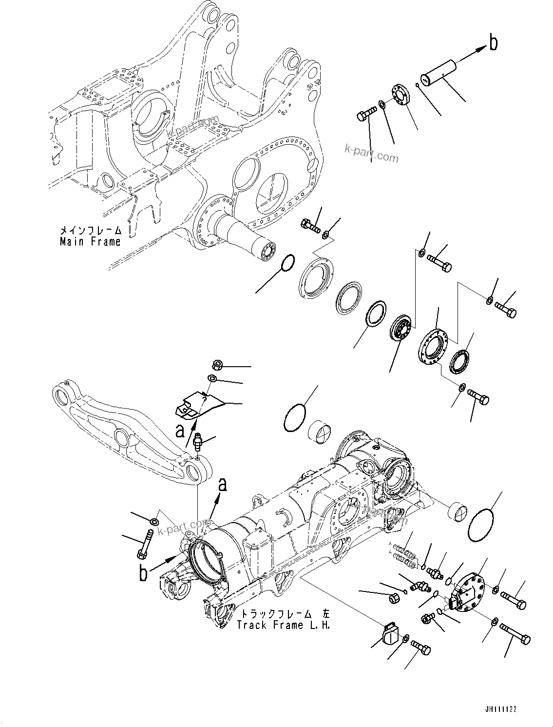 Komatsu parts book diagram for D475A-8E0 S/N 51001-UP: TRACK FRAME, PIVOT, L.H.(#50029-)