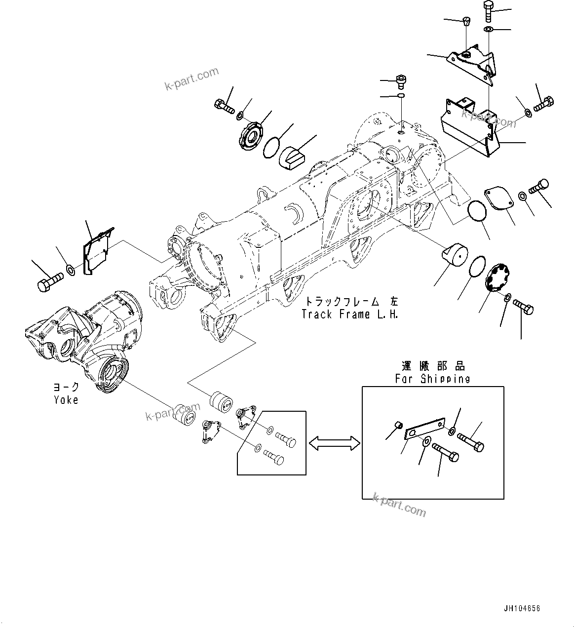 Komatsu parts book diagram for D475A-8E0 S/N 51001-UP: TRACK FRAME, TRACK FRAME COVER, L.H.(#50029-)