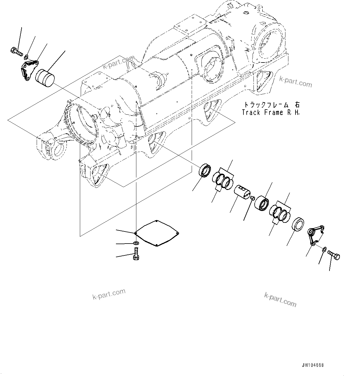 Komatsu parts book diagram for D475A-8E0 S/N 51001-UP: TRACK FRAME, 2ND, 3RD AND 4TH BOGIE MOUNTING, R.H.(#50029-)
