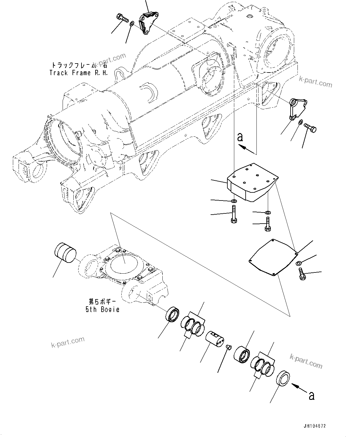 Komatsu parts book diagram for D475A-8E0 S/N 51001-UP: TRACK FRAME, 5TH BOGIE MOUNTING, R.H.(#50029-)