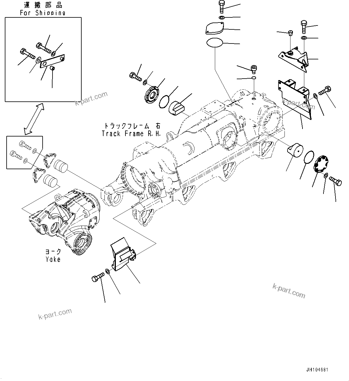 Komatsu parts book diagram for D475A-8E0 S/N 51001-UP: TRACK FRAME, TRACK FRAME COVER, R.H.(#50029-)