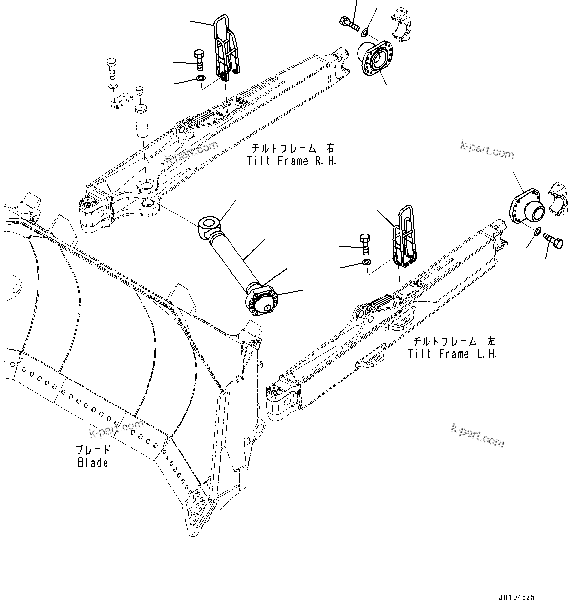 Komatsu parts book diagram for D475A-8E0 S/N 51001-UP: DOZER FRAME, ARM AND TRUNNION(#50001-)