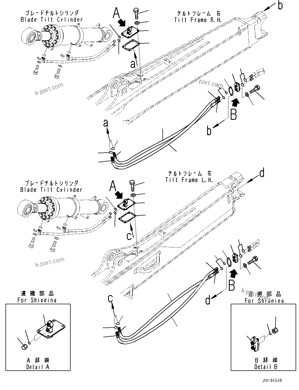 Komatsu parts book diagram for D475A-8E0 S/N 51001-UP: DOZER FRAME, PIPING(#50001-)