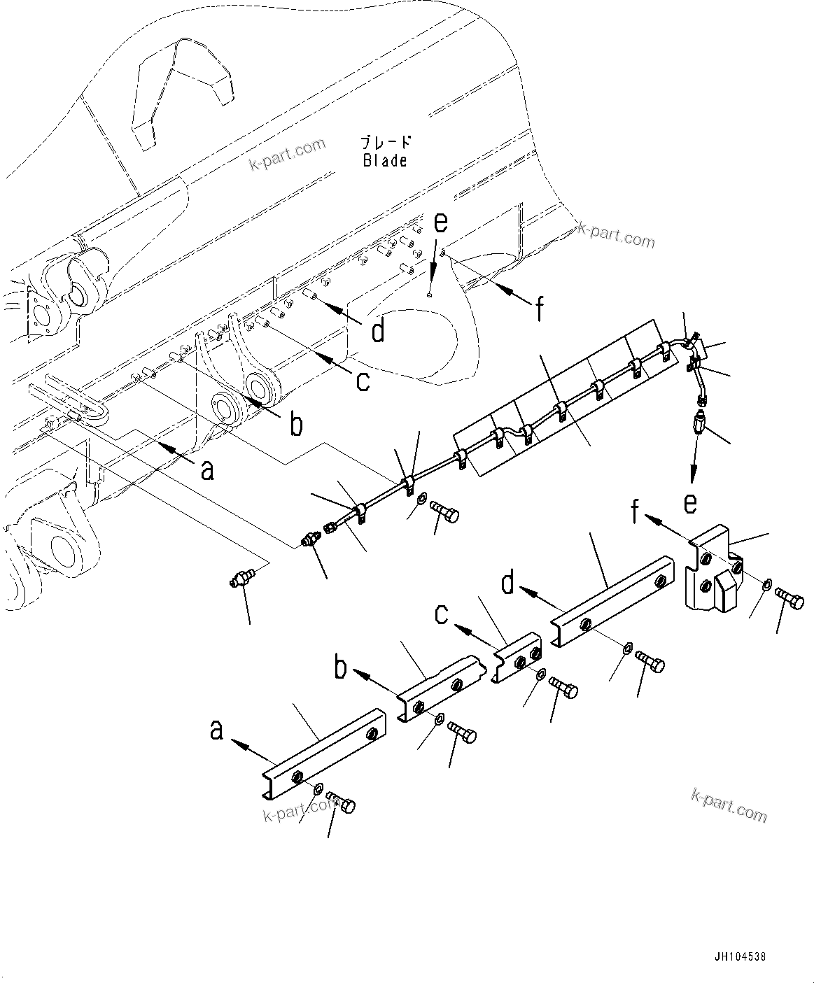 Komatsu parts book diagram for D475A-8E0 S/N 51001-UP: BLADE, GREASE PIPING(#50001-)