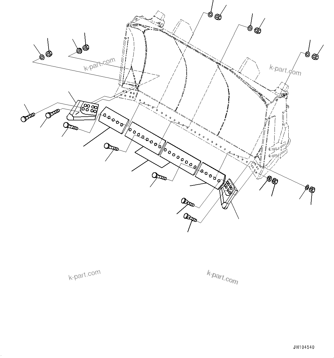 Komatsu parts book diagram for D475A-8E0 S/N 51001-UP: BLADE, CUTTING EDGE AND END BIT (HEAVY DUTY DUAL TILT PITCH SEMI U DOZER)(#50001-)