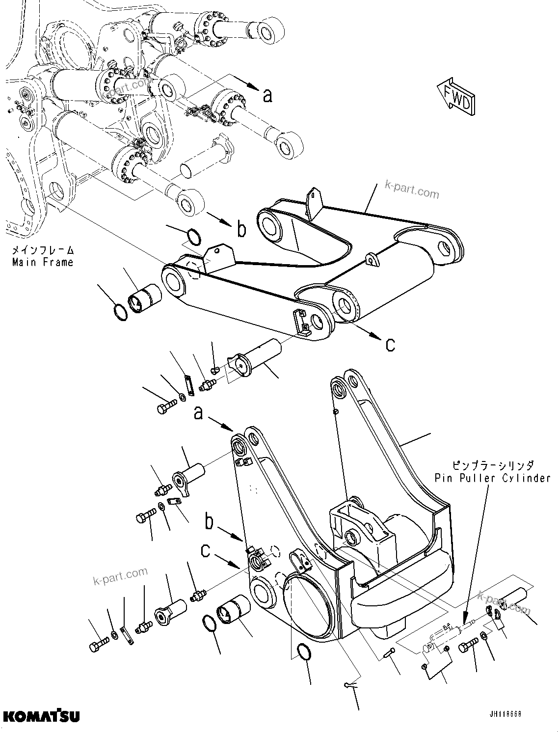 Komatsu parts book diagram for D475A-8E0 S/N 51001-UP: RIPPER, BEAM AND ARM (VARIABLE DIGGING ANGLE GIANT TYPE)(#50001-)