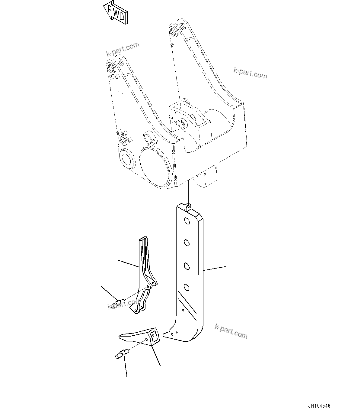 Komatsu parts book diagram for D475A-8E0 S/N 51001-UP: RIPPER, SHANK AND RIPPER POINT (VARIABLE DIGGING ANGLE GIANT RIPPER, LONG PROTECTOR)(#50001-)
