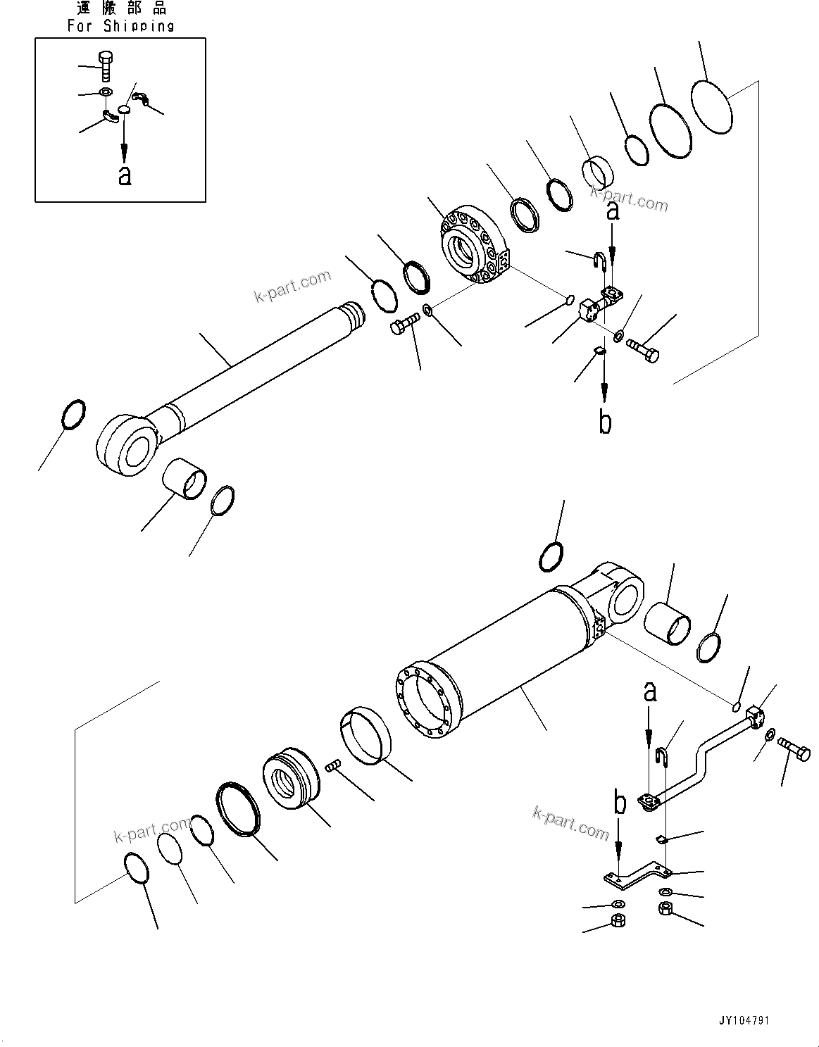 Komatsu parts book diagram for D475A-8E0 S/N 51001-UP: RIPPER, INNER PARTS, RIPPER LIFT CYLINDER, L.H.(#50001-)