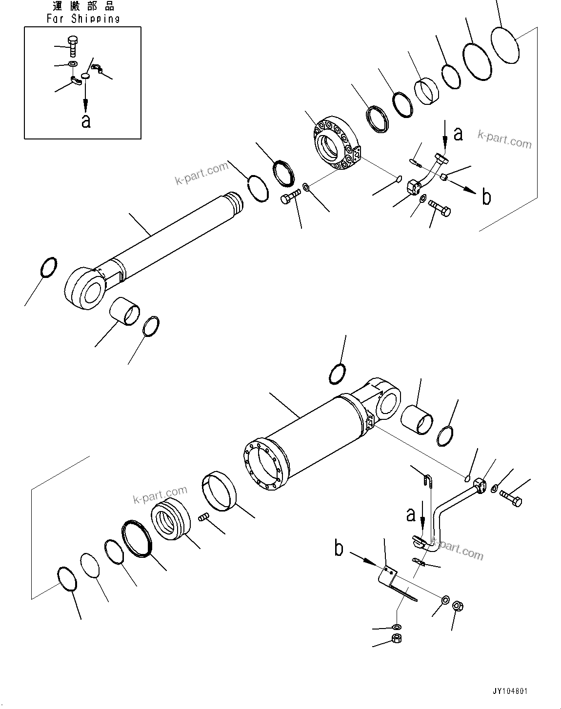 Komatsu parts book diagram for D475A-8E0 S/N 51001-UP: RIPPER, INNER PARTS, RIPPER TILT CYLINDER, L.H.(#50001-)