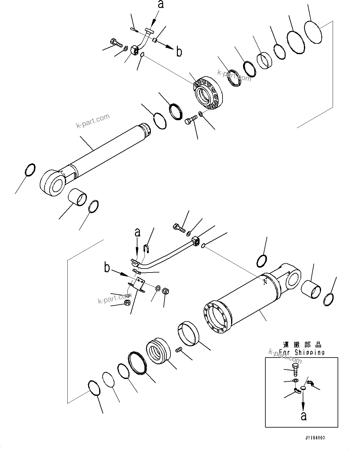 Komatsu parts book diagram for D475A-8E0 S/N 51001-UP: RIPPER, INNER PARTS, RIPPER TILT CYLINDER, R.H.(#50001-)
