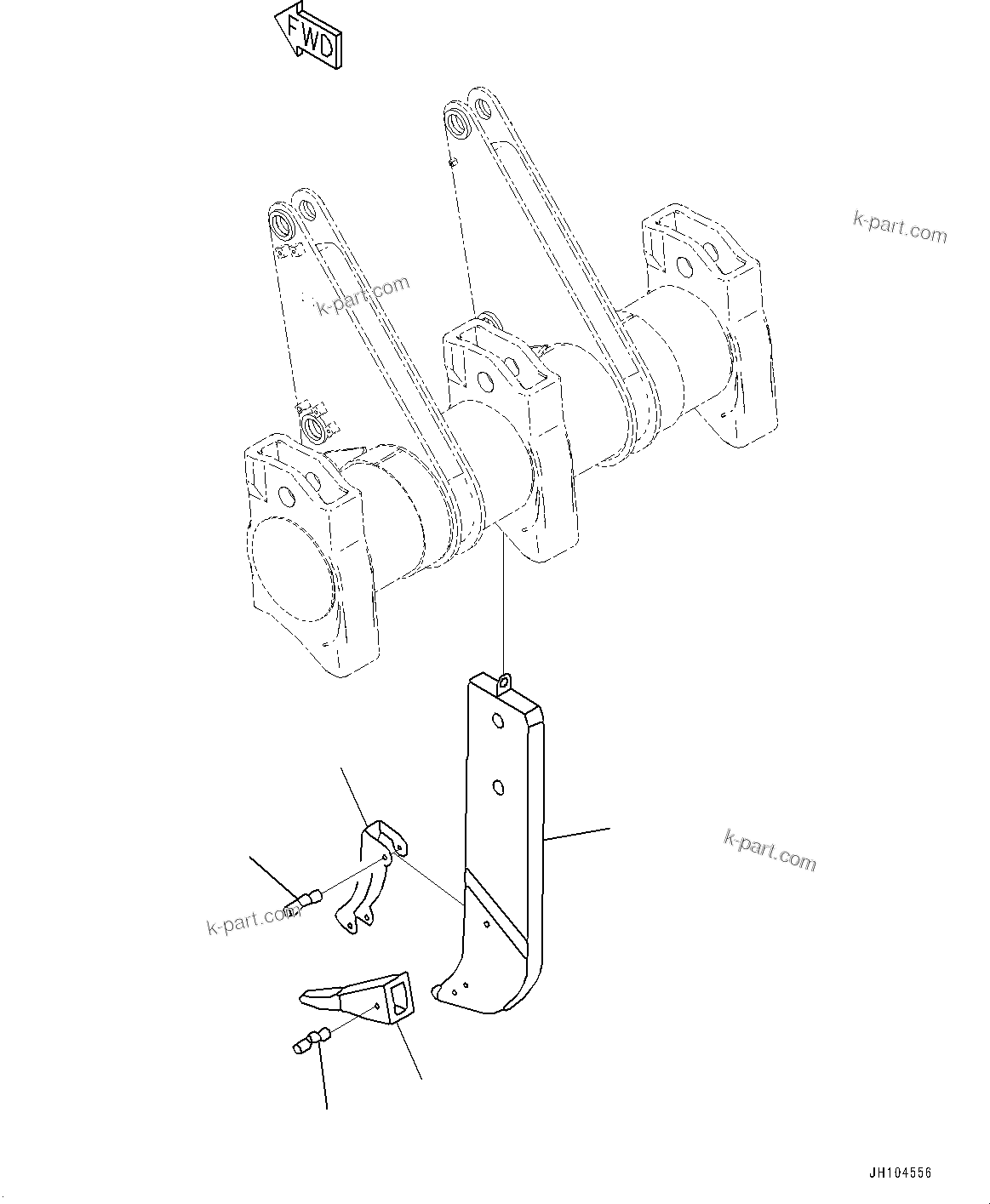 Komatsu parts book diagram for D475A-8E0 S/N 51001-UP: RIPPER, SHANK AND RIPPER POINT (VARIABLE DIGGING ANGLE MULTI TYPE, LONG PROTECTOR)(#50001-)
