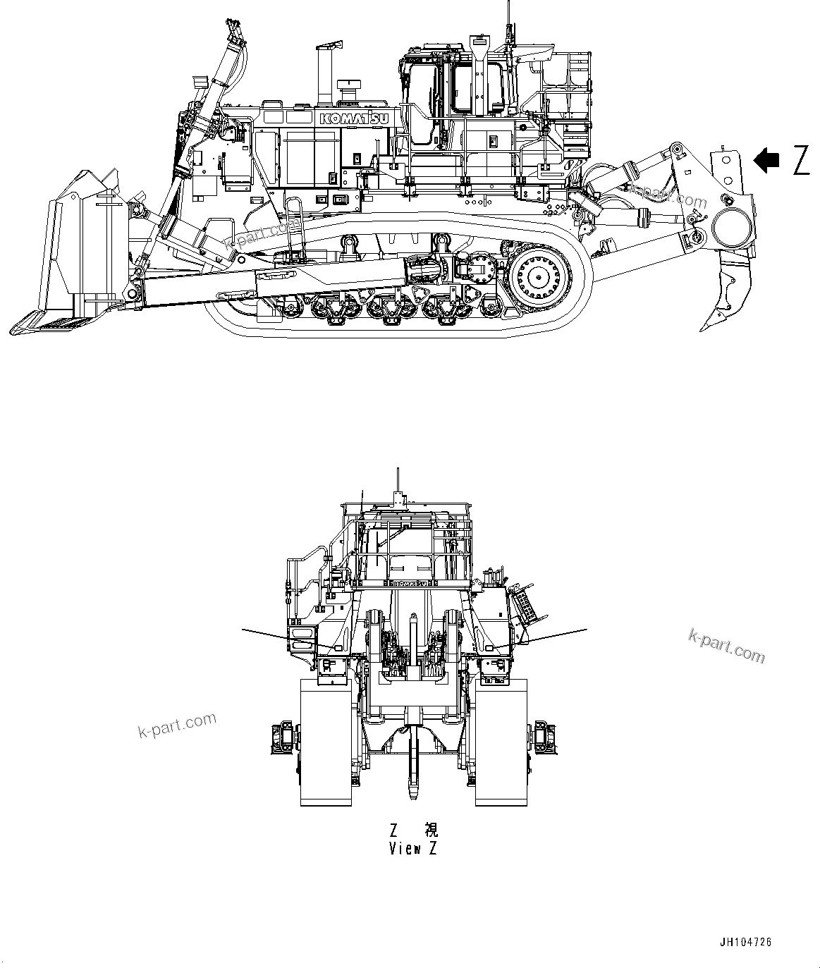 Komatsu parts book diagram for D475A-8E0 S/N 51001-UP: REFLECTOR, (#50001-)