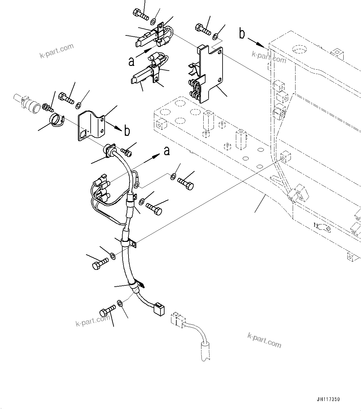 Komatsu parts book diagram for D475A-8E0 S/N 51001-UP: COOLANT AND OIL PAN HEATER, MAIN FRAME WIRING HARNESS(#50001-)