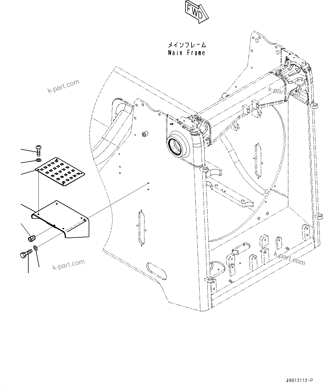 Komatsu parts book diagram for D155AX-8E0 S/N 110001-UP: RADIATOR GUARD RELATED PARTS, STEP(#110001-)