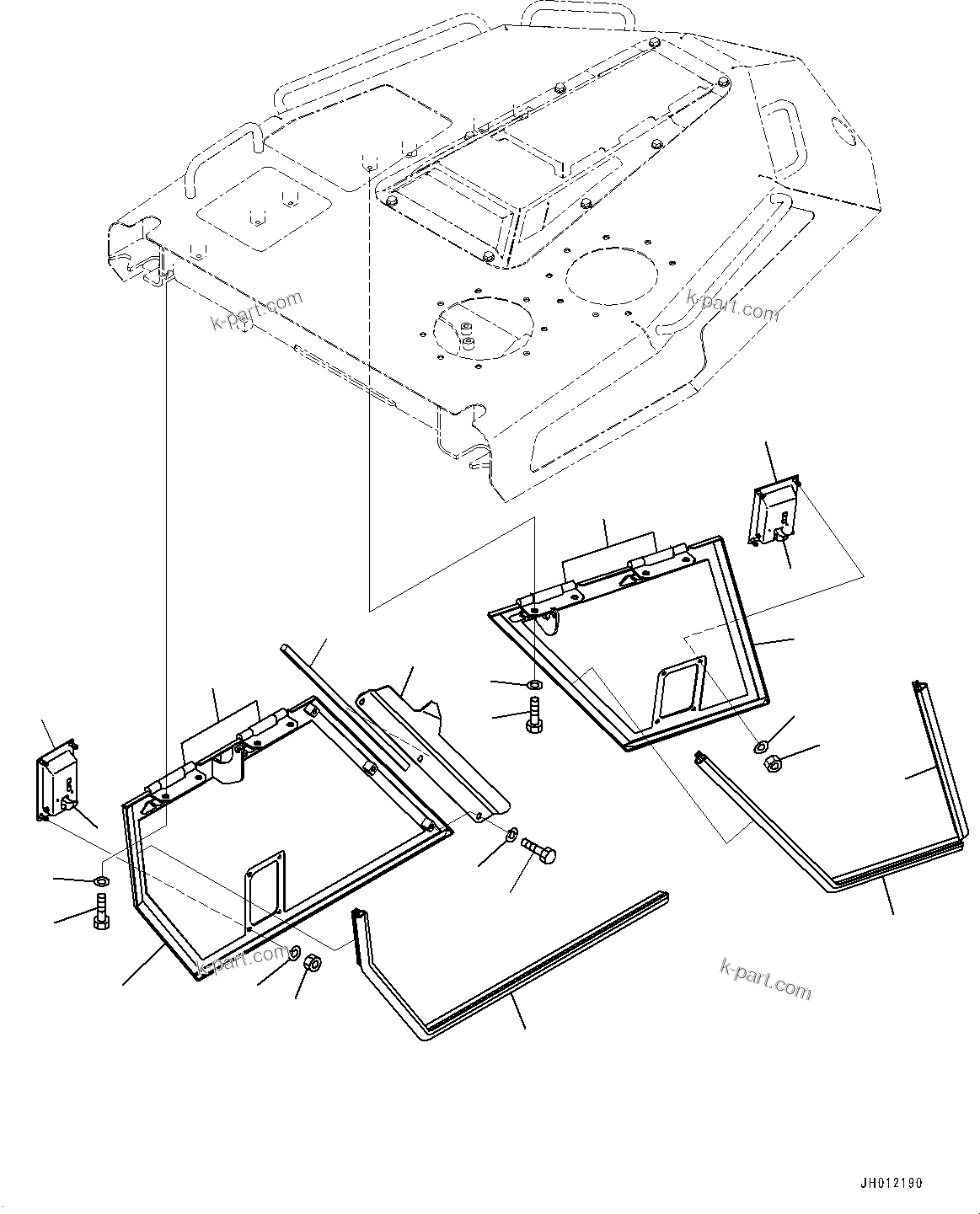 Komatsu parts book diagram for D155AX-8E0 S/N 110001-UP: ENGINE HOOD AND SIDE COVER GROUP, SIDE COVER TOP, R.H.(#100739-)