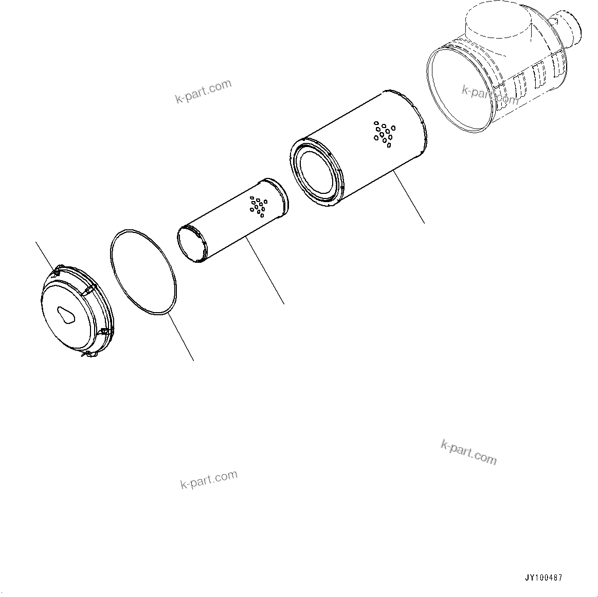 Komatsu parts book diagram for D155AX-8E0 S/N 110001-UP: ENGINE HOOD AND SIDE COVER GROUP, INNER PARTS, AIR CLEANER(#100001-)