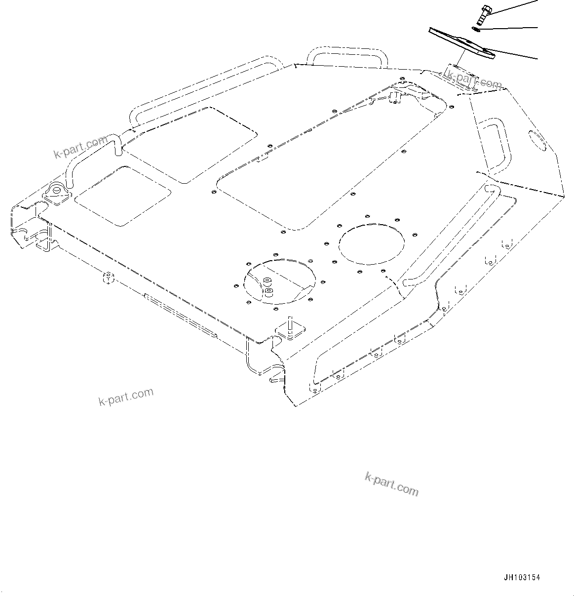 Komatsu parts book diagram for D155AX-8E0 S/N 110001-UP: ENGINE HOOD AND SIDE COVER GROUP, BRACKET FOR TIE-OFF(#100001-)