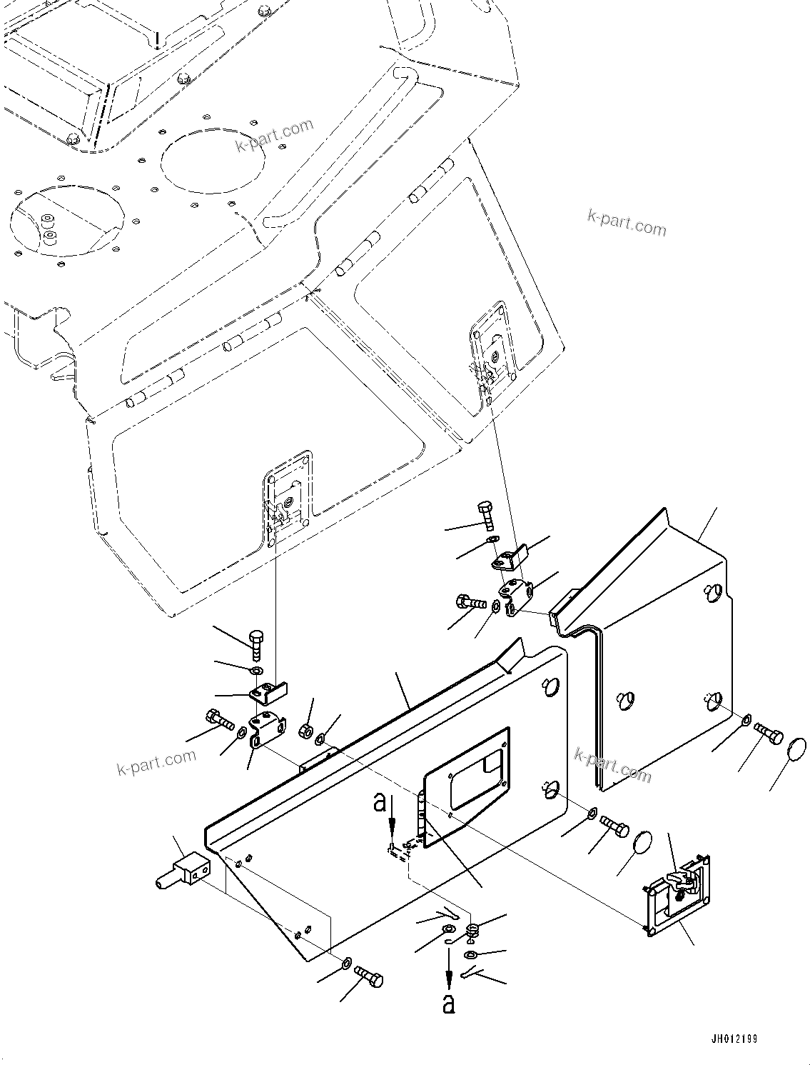 Komatsu parts book diagram for D155AX-8E0 S/N 110001-UP: ENGINE HOOD AND SIDE COVER GROUP, SIDE COVER BOTTOM, L.H.(#100739-)