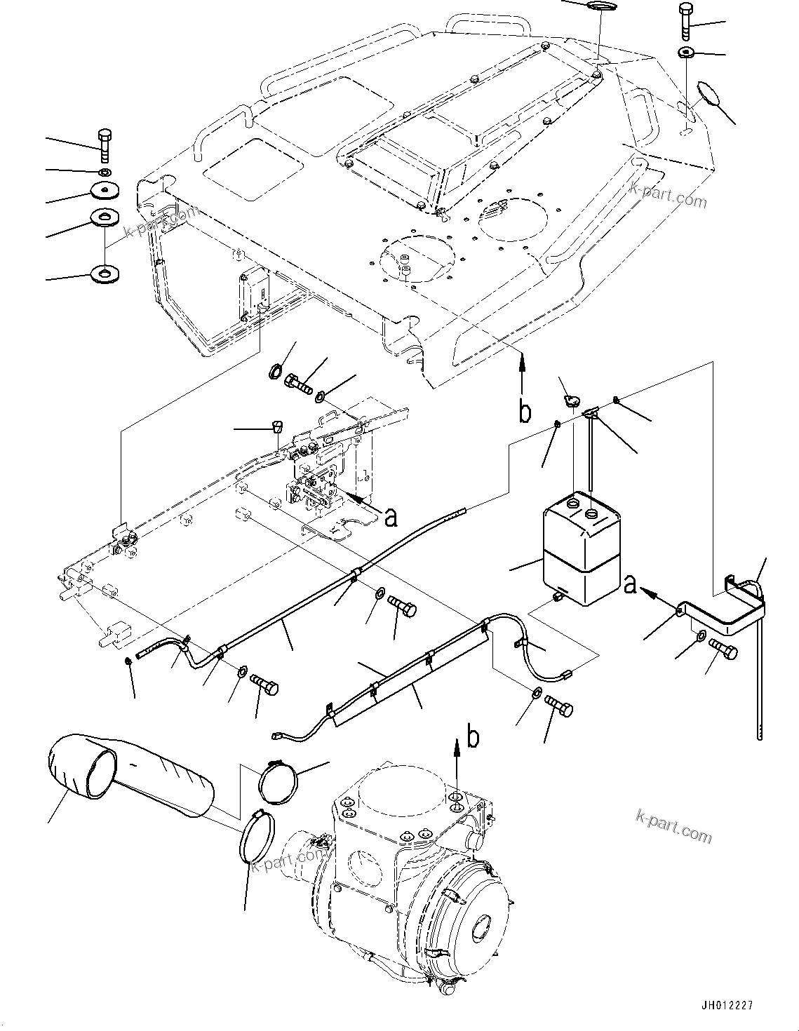 Komatsu parts book diagram for D155AX-8E0 S/N 110001-UP: ENGINE HOOD AND SIDE COVER GROUP, RESERVOIR TANK AND PIPING(#100739-)