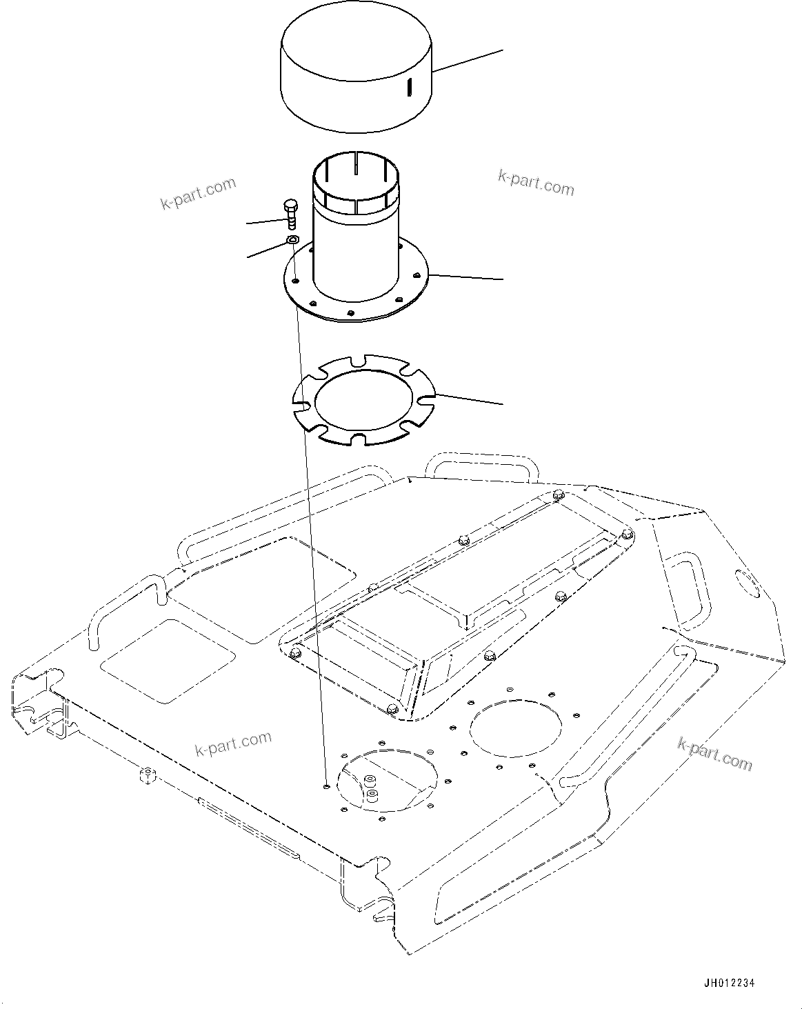 Komatsu parts book diagram for D155AX-8E0 S/N 110001-UP: PRE-CLEANER, (#100001-100099)
