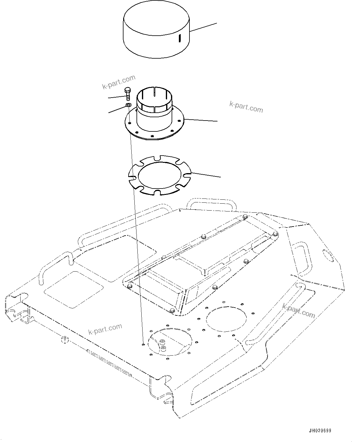 Komatsu parts book diagram for D155AX-8E0 S/N 110001-UP: PRE-CLEANER, (#100100-)