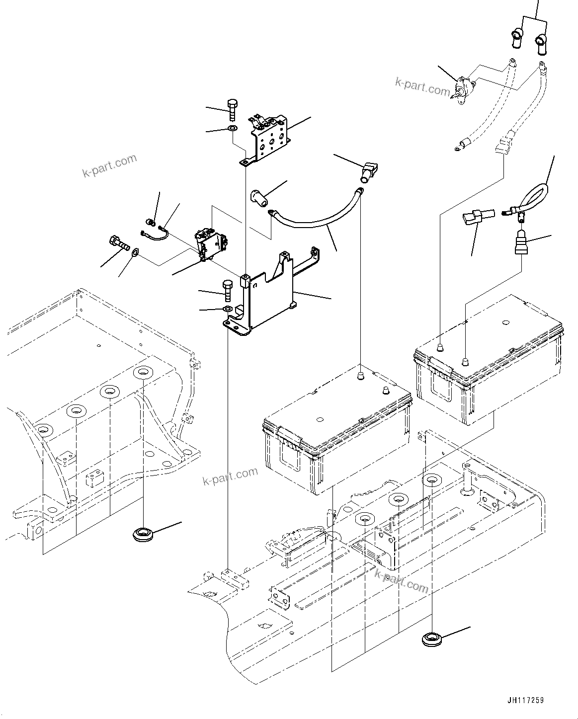 Komatsu parts book diagram for D155AX-8E0 S/N 110001-UP: FENDER, STARTING WIRING HARNESS (1/2)(#100001-)