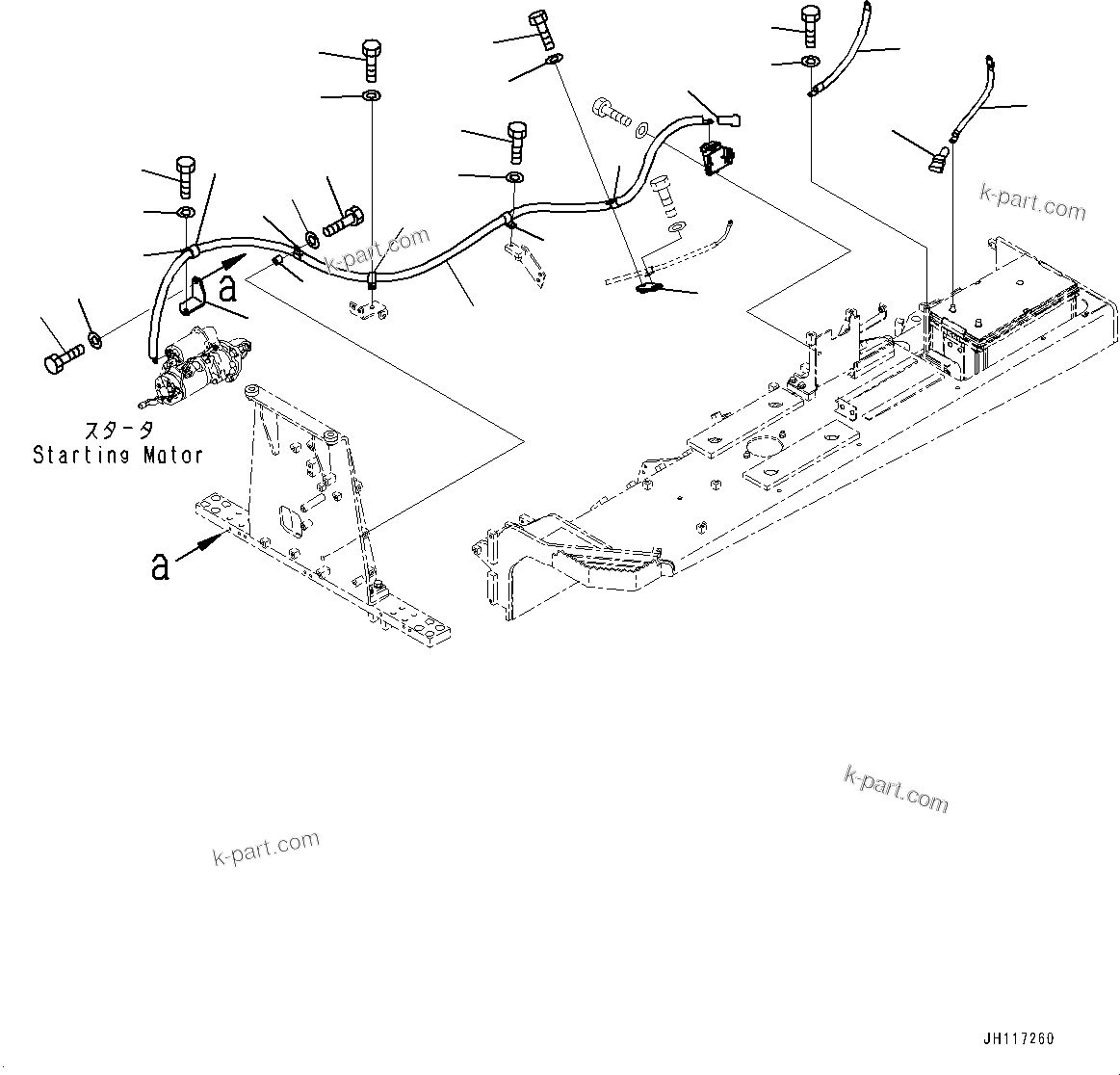 Komatsu parts book diagram for D155AX-8E0 S/N 110001-UP: FENDER, STARTING WIRING HARNESS (2/2)(#100001-)