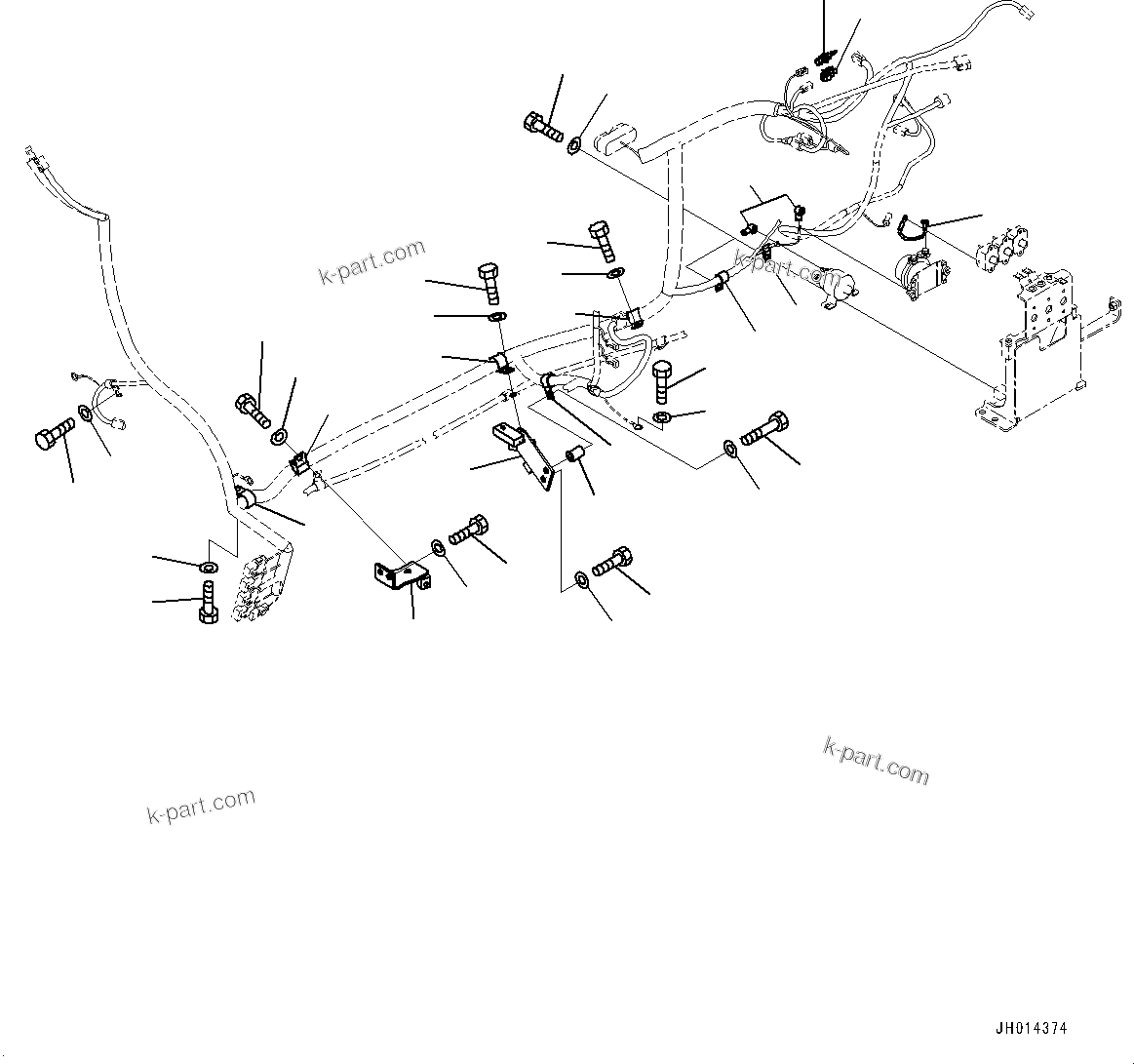 Komatsu parts book diagram for D155AX-8E0 S/N 110001-UP: FENDER, MAIN WIRING HARNESS CLAMP(#100001-)