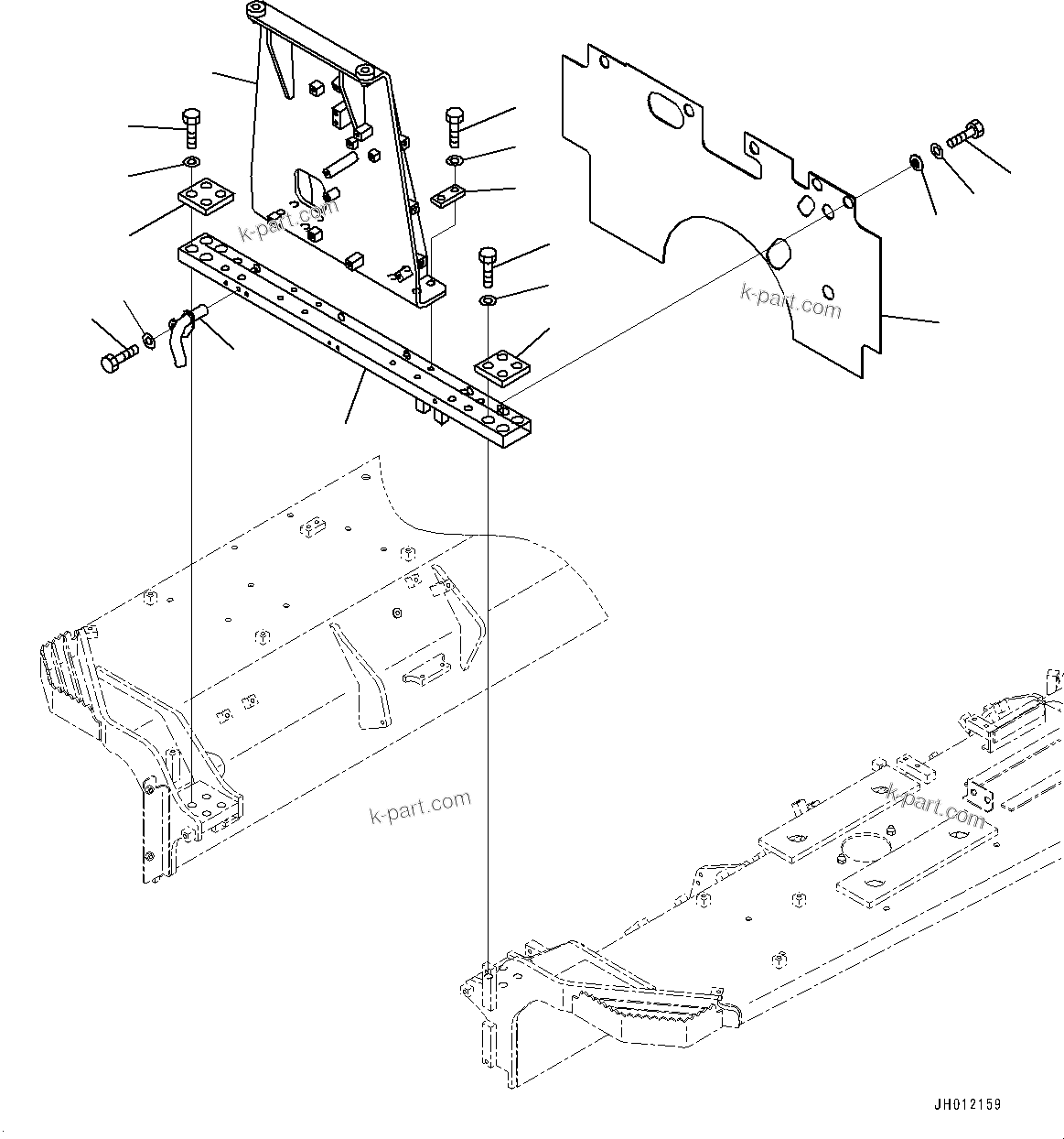 Komatsu parts book diagram for D155AX-8E0 S/N 110001-UP: FENDER, HOOD MOUNTING(#100001-)