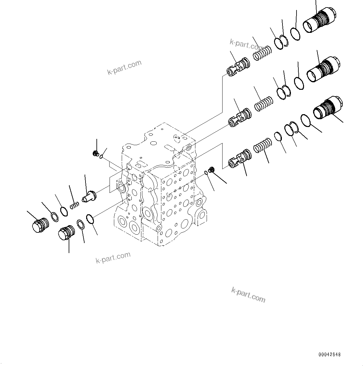 Komatsu parts book diagram for D155AX-8E0 S/N 110001-UP: FENDER, CONTROL VALVE, 6-SPOOL (3/10)(#100001-)