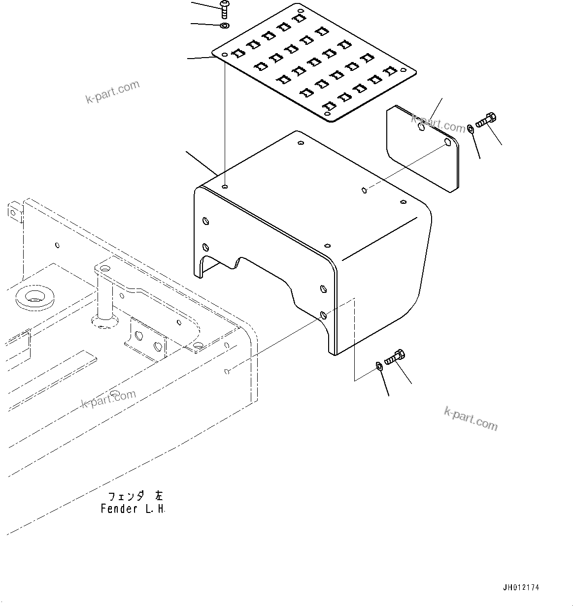 Komatsu parts book diagram for D155AX-8E0 S/N 110001-UP: FENDER, STEP(#100001-)