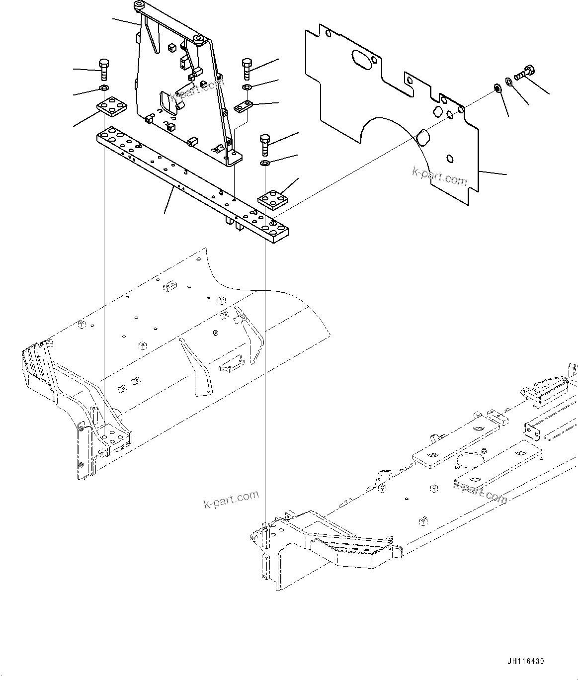 Komatsu parts book diagram for D155AX-8E0 S/N 110001-UP: FENDER, HOOD MOUNTING (WITH COOLANT FILTER)(#100001-)
