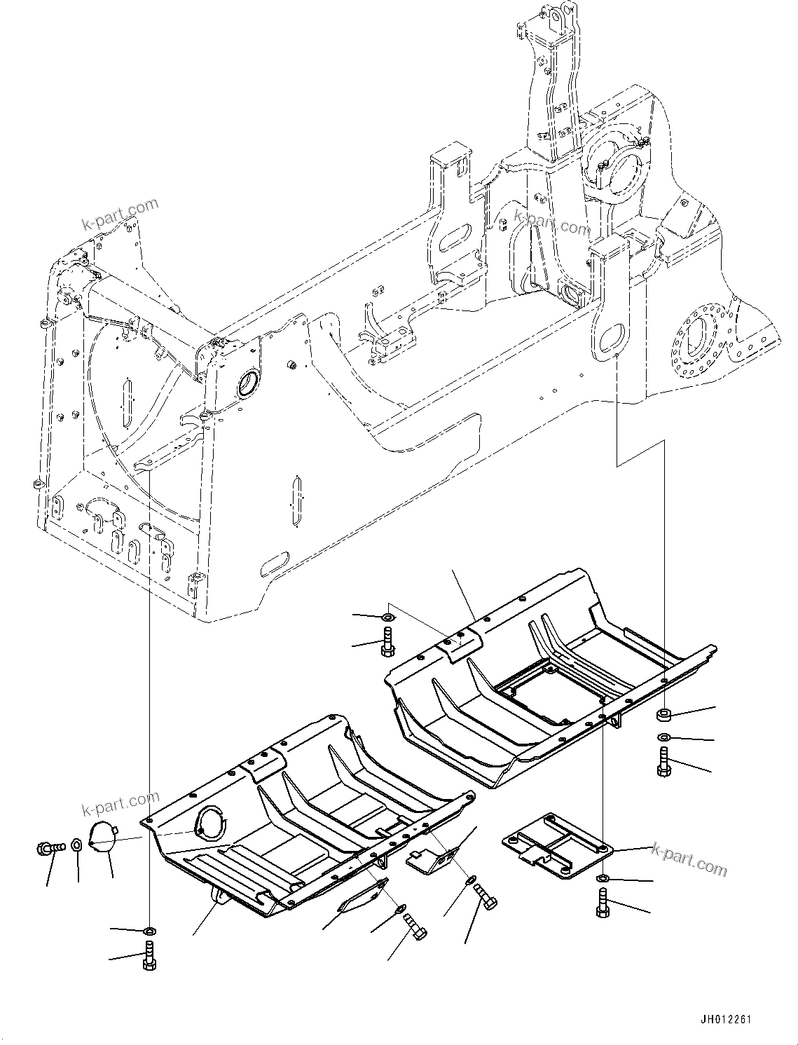 Komatsu parts book diagram for D155AX-8E0 S/N 110001-UP: UNDER GUARD, (#100001-)