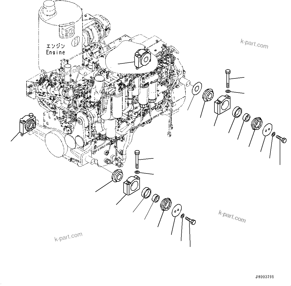Komatsu parts book diagram for D375A-6 S/N 62001-UP (Mining Specification): ENGINE MOUNTING, (#60001-)