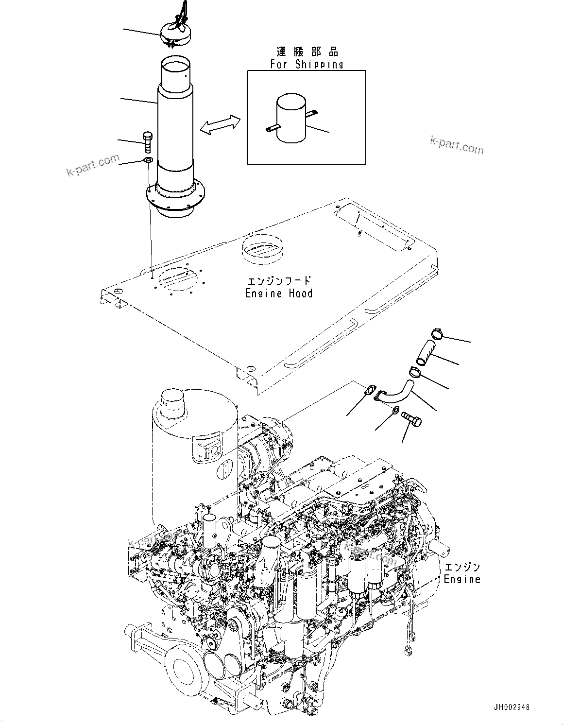 Komatsu parts book diagram for D375A-6 S/N 62001-UP (Mining Specification): EXHAUST MUFFLER, (1/2)(#60001-)