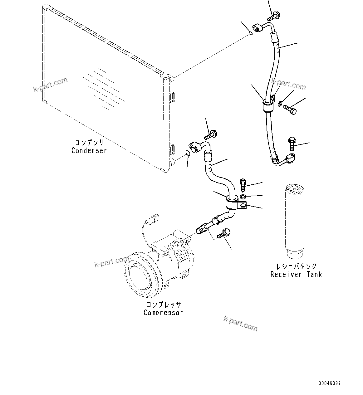 Komatsu parts book diagram for D375A-6 S/N 62001-UP (Mining Specification): COMPRESSOR, DISCHARGE PIPING(#60001-)