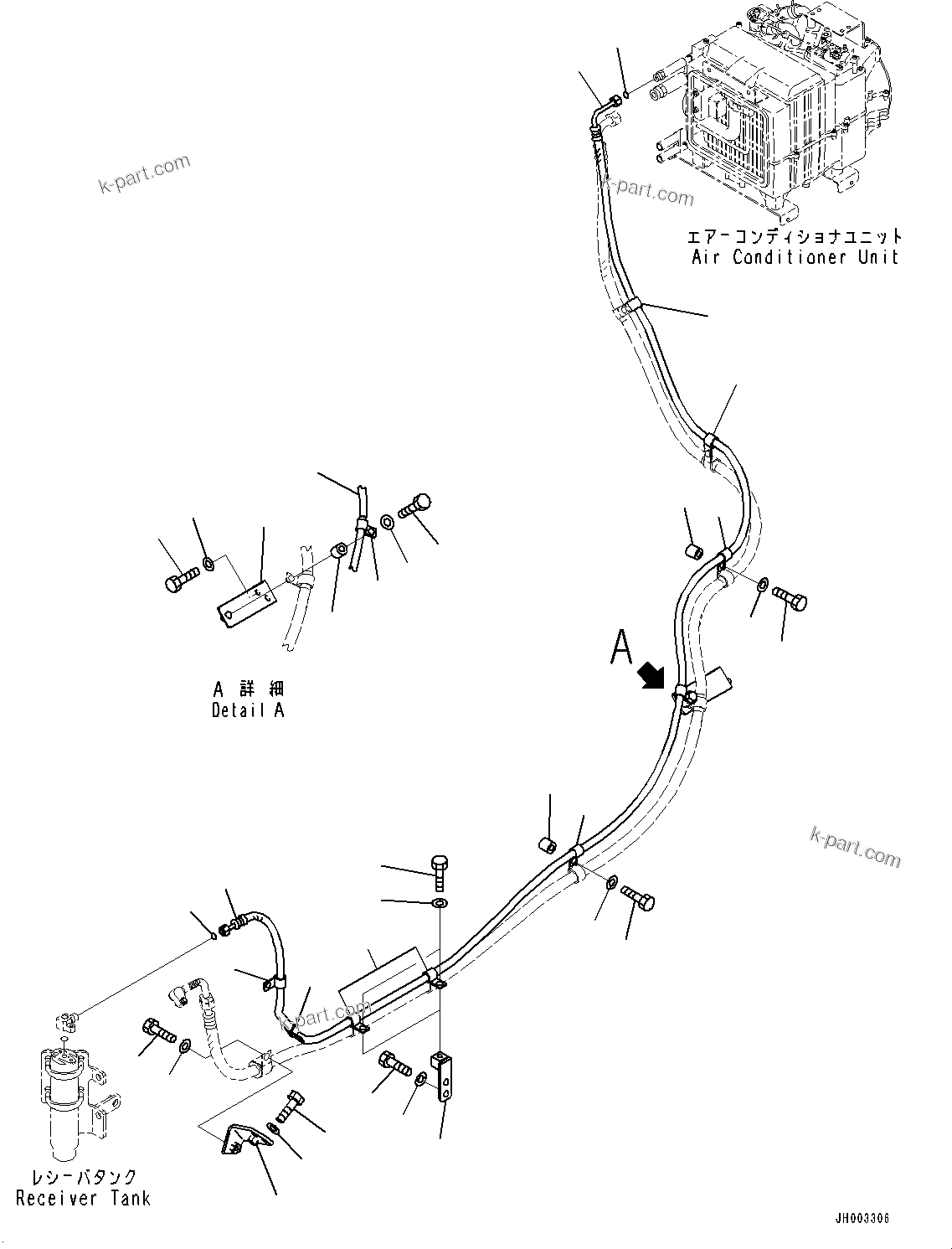 Komatsu parts book diagram for D375A-6 S/N 62001-UP (Mining Specification): COMPRESSOR, LIQUID PIPING(#60001-60003)