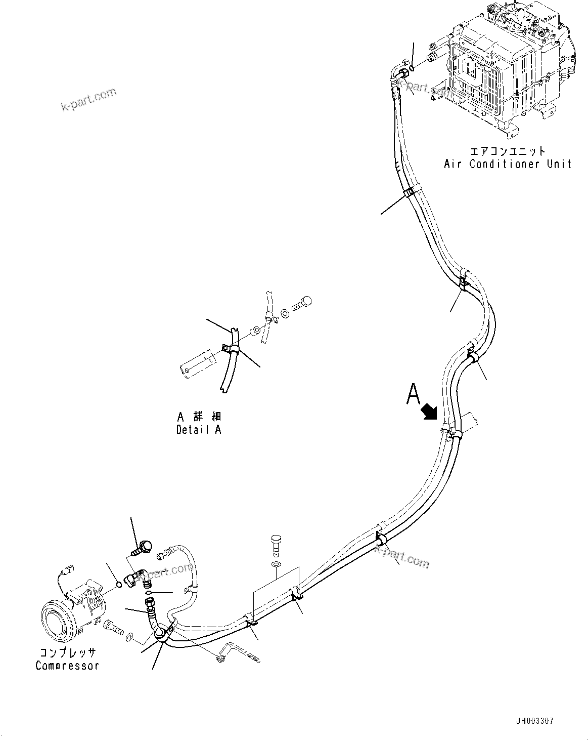 Komatsu parts book diagram for D375A-6 S/N 62001-UP (Mining Specification): COMPRESSOR, SUCTION PIPING(#60001-)