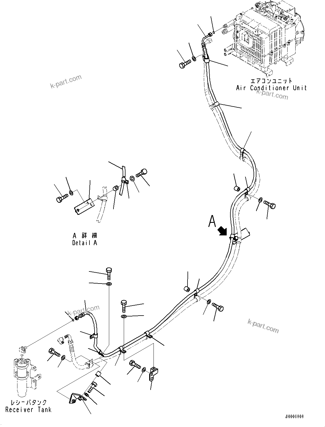 Komatsu parts book diagram for D375A-6 S/N 62001-UP (Mining Specification): COMPRESSOR, LIQUID PIPING (ENGINE OIL PAN AND COOLANT HEATER)(#60295-)